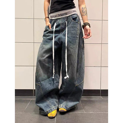 Vintage Aesthetic Y2K Wide Leg Emo Washed Pants