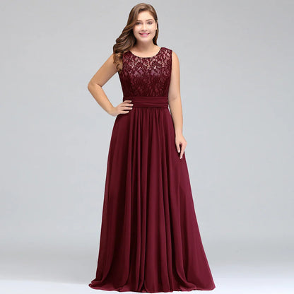 Burgundy Plus Size Bridesmaid Dresses Long V Back Sleeveless Evening Party Prom Gowns A-line Birthday Gift Women Robe De Soiree