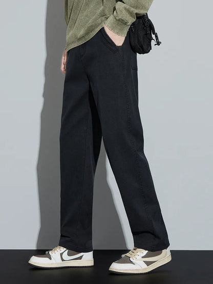 4 Colors New Straight Men's Pants Baggy Casual Lyocell Comfortable Stretch Trousers Male Wide Fashion Korean Pants Streetwear