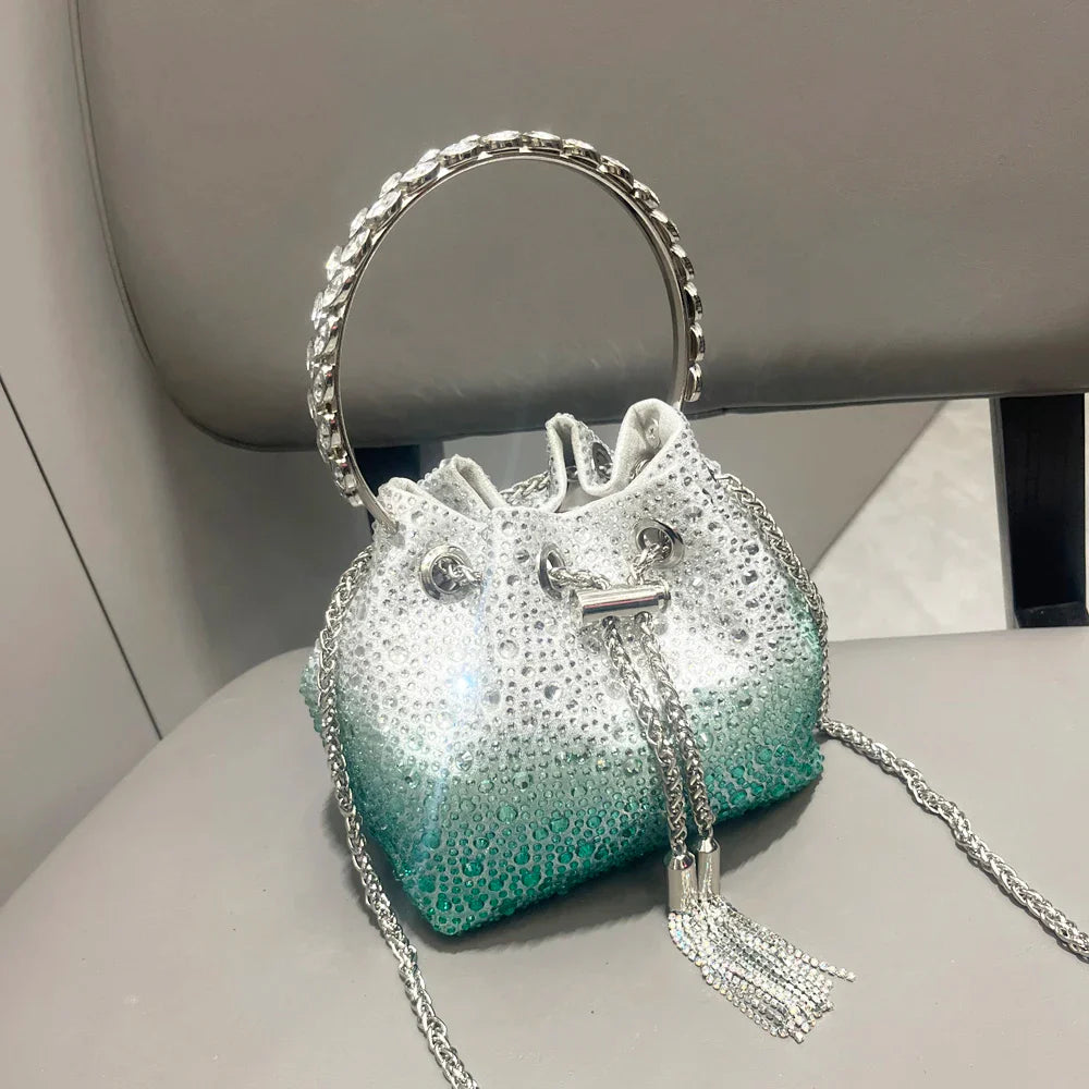 Handle Rhinestones Evening clutch Bag Purses and handbag luxury Designer shoulder bag Shiny Crystal Clutch purse bucket bag