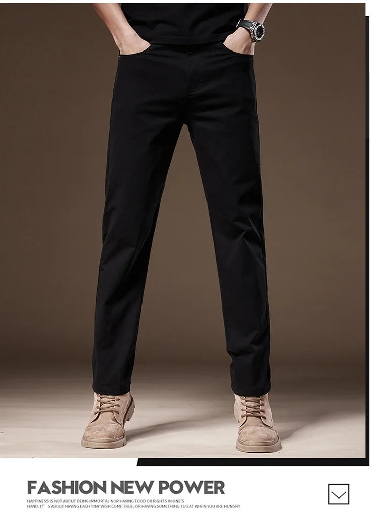 2024 New Autumn Men's Business Casual Trousers Work Pants Male Formal Dress Pants Straight Men's Clothes Black Gray Apricot