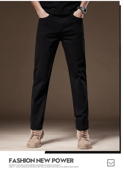 2024 New Autumn Men's Business Casual Trousers Work Pants Male Formal Dress Pants Straight Men's Clothes Black Gray Apricot