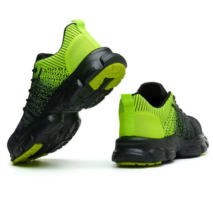 Women's Steel Head Safety Shoes Smash Proof Stab Penetration Air Lightweight Pure Black Simple Sneakers Women's Work Shoes