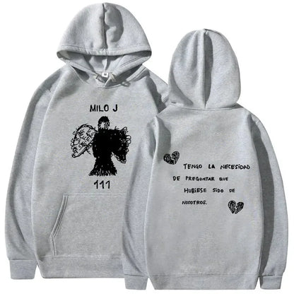 Rapper Milo J Oversized Hoody Album La Vida Era Mas Corta Print Hoodie Men Women Harajuku Pullover Long Sleeves Thick Sweatshirt
