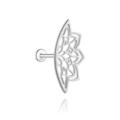 1PC 925 Sterling Silver Crown Horse Eye Zircon Heart Flat Head Cartilage Piercing Stud Earring For Women Claasic Earring