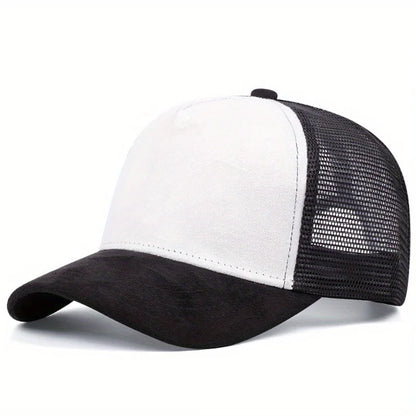 Unisex 5 panel Mesh Suede Trucker Hat  Men Baseball Cap Spring Summer Breathable Sports Hats