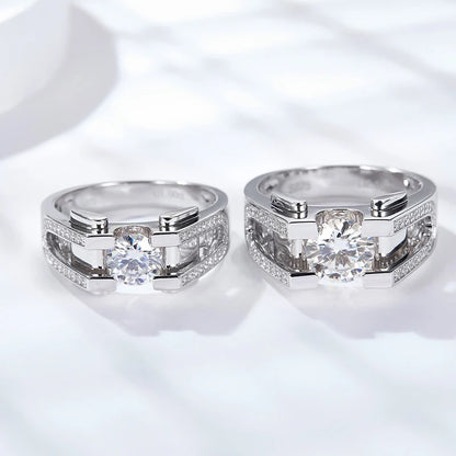 1ct 2ct Moissanite Ring For Men 925 Sterling Silver with White Gold Plated Wedding Band Man Rings Luxury Fine Jewelry