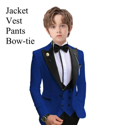 Paisley Classic 4-Piece Suits for Boys 3T-14 Smart Stylish Boy's Tuxedo Formal Outfit Kids Blazer Vest Pants Back to School