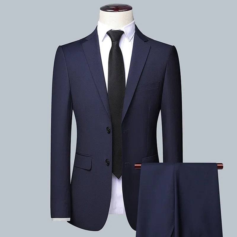 Men's Solid Color Business Suit Fashion Banquet Wedding Trend Groom Best Man Single 3/2/1