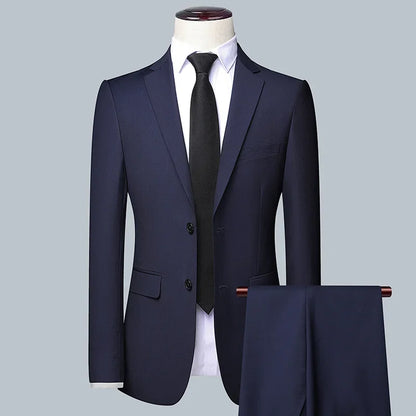 Men's Solid Color Business Suit Fashion Banquet Wedding Trend Groom Best Man Single 3/2/1