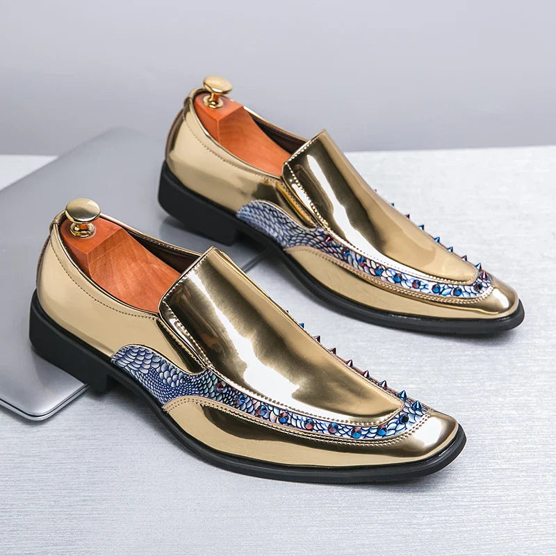 Pink Mens Patent Leather Shoes Designer High Quality Pointed Chelsea Formal Shoes Man Dress Wedding Party Shoes Men