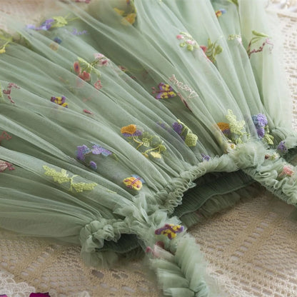Outdoor Summer Cute Princess Dress Toddler Baby Girls Embroidery Flower Suspender Mesh Dresses Birthday Party Princess Dresses