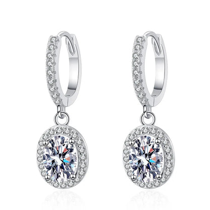 1carat Waterdrop Moissanite Hoop Earrings for Women D Color Pear/Heart/Oval Cut Halo Diamond Earring 925 Sterling Silver Jewelry