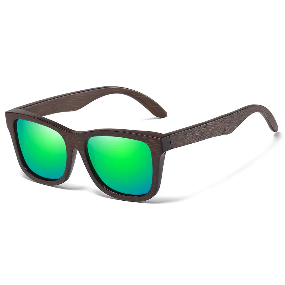 Natural Bamboo Wooden Handmade Polarized Sunglasses Unisex Retro Oversized Frame UV Protection Sun Glasses With Gift Box
