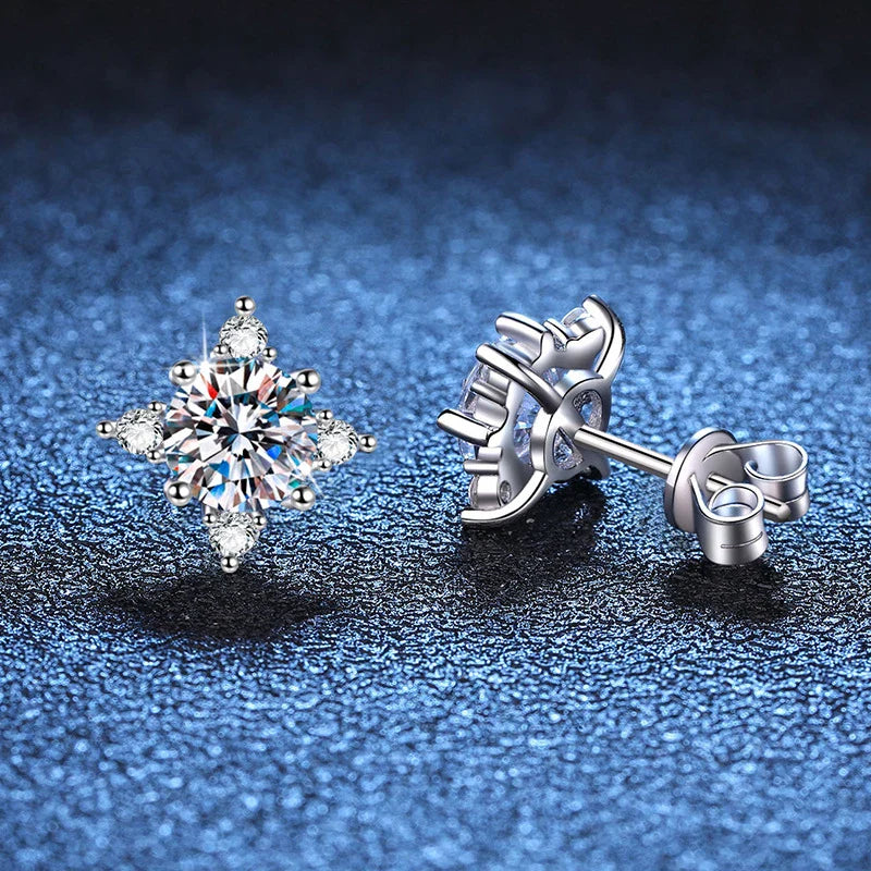 1ct 6.5mm D Color Moissanite Earrings 925 Sterling Silver  with White Gold Plated Stud Earring Wedding Jewelry for Women