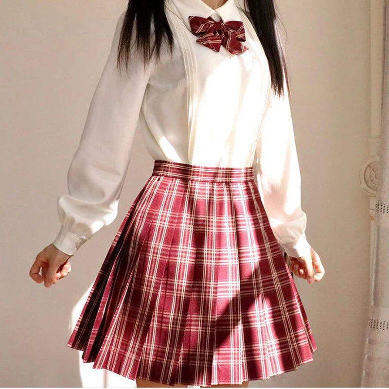 Plaid Women Pleated Skirt Bow Knot Summer High Waist Preppy Girls Dance Mini Skirt Cute A Line Harajuku Sexy Japan Faldas