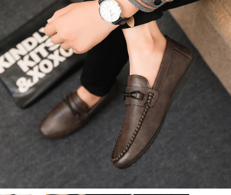 Mocassins Minimalistas Masculinos Sapatos Casuais de Couro Confortáveis Para Homens Sapatos de Condução Antiderrapantes Sapatos de Escritório Slip-on Tamanho Grande 46