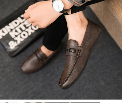 Mocassins Minimalistas Masculinos Sapatos Casuais de Couro Confortáveis Para Homens Sapatos de Condução Antiderrapantes Sapatos de Escritório Slip-on Tamanho Grande 46