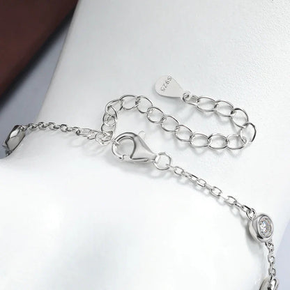 3mm Moissanite Finger Bracelets for Women 15-21cm Adjustable Chain GRA Certified s925 Sterling Silver Bubble Bracelet