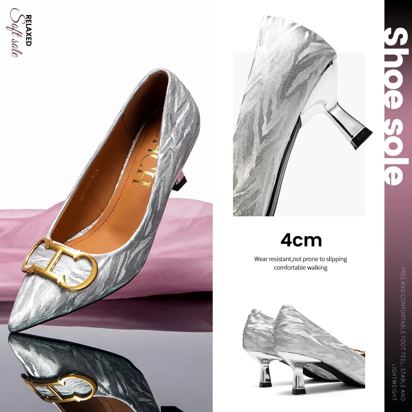 Popular Luxury Brand CHCH Women's Shoes High Heeled Leather Shoes Casual Shoes Medium Height Shoes Banquet Wedding Shoes