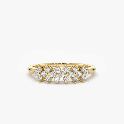 2mm Moissanite Ring With Certificate 925 Sterling Silver Cluster Flower Wedding Rings For Women 14k Gold Plated Jewelry