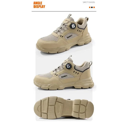Men's Lightweight Safety Shoes Steel Toe Breathable Anti-Smashing Comfortable Puncture Resistant Work Footwear