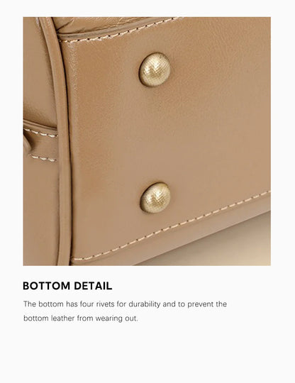 Genuine Leather Women's Handbag Cowhide Shoulder Bag Large Capacity Boston Crossbody Satchel For Fashion Bolsa Two Straps
