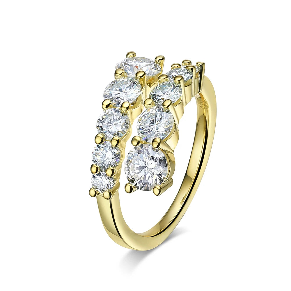 D VVS Moissanite Rings for Women Sparkling Diamond Engagement Wedding Band with GRA 925 Sterling Sliver Plated 18k Ring
