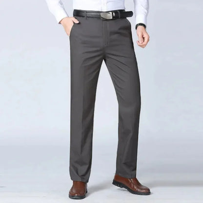 Summer Thin Autumn Thick Men's 100% Cotton Straight Suit Pants Loose Trousers Business Solid Khaki Casual Brand Clothes GOZBKF