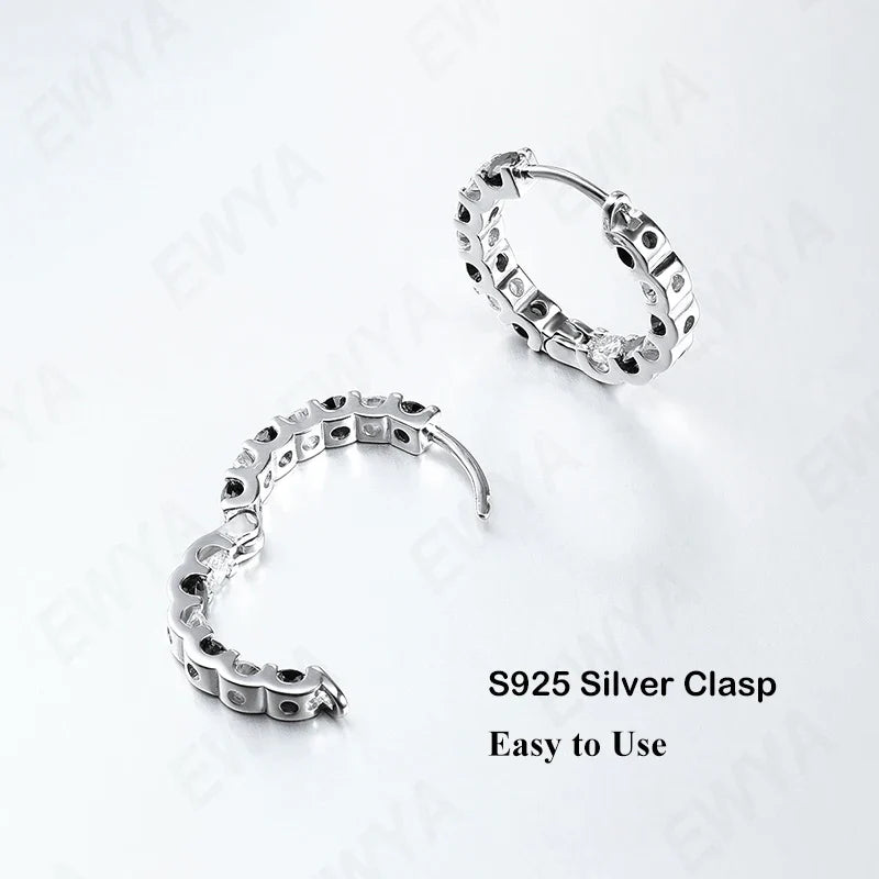 Sparkling 2.6cttw D Color Full Black And White Moissanite Hoop Earrings S925 Silver Earring For Women Party Fine Jewelry