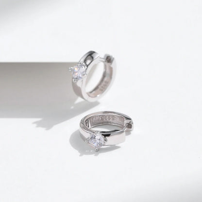Round Moissanite Ear Buckles Lab Diamond 925 Sterling Silver Engagement & Wedding Hoop Earrings for Women Jewelry Gifts