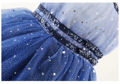 New Baby Kids Girls Elegant Printed Butterfly Flower Princess Party Tutu Dresses Children Sequins Wedding Evening Girl Clothes