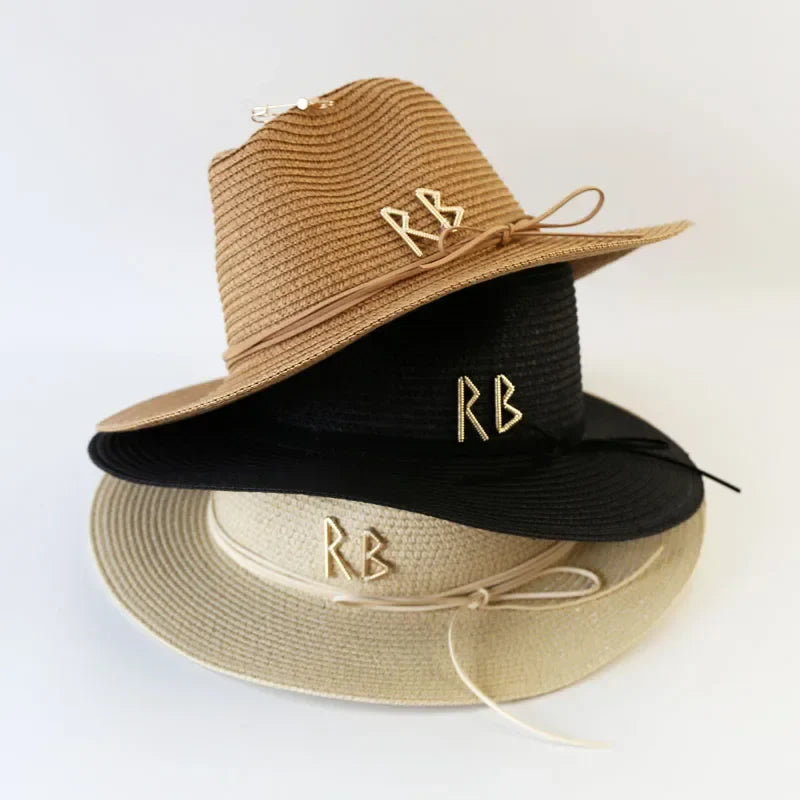 Big Size  Summer Sun Hats Ladies Fashion Girl Beach Straw  Hat Luxury Grass Jazz Top Panama Hat Womens 60cm Large Head