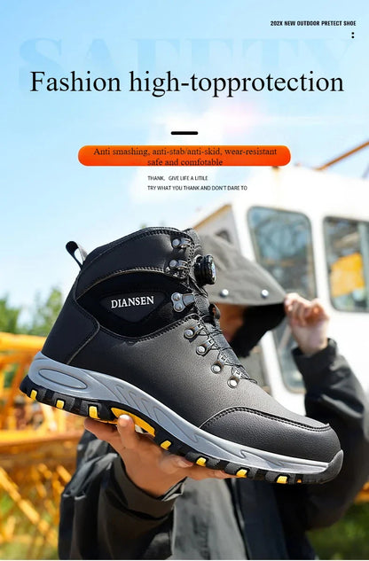 Puncture-Proof Protective Shoes Work Boots Tactical Boots Rotating Button Safety Shoes Men Work Sneakers Indestructible Shoes