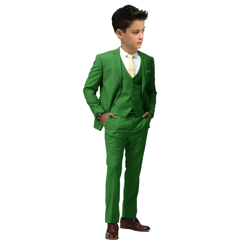 Kids Suits Boys Wedding Tuxedo Formal Jacket Vest Pants 3 Piece Set 2-16 Custom Sizes Clothes Child Blazer