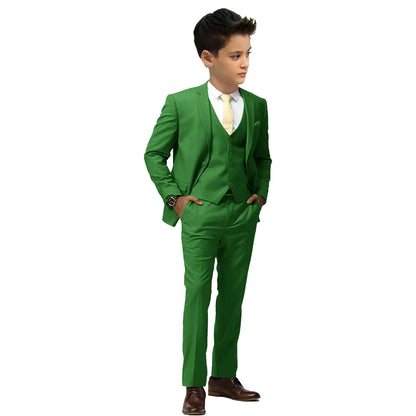 Kids Suits Boys Wedding Tuxedo Formal Jacket Vest Pants 3 Piece Set 2-16 Custom Sizes Clothes Child Blazer