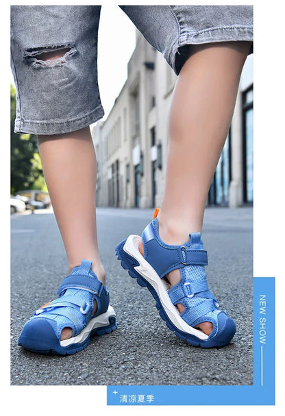 Summer Boys Closed-Toe Sandals Non-Slip Soft Sole Water Shoes for Beach Walking Outdoor Play Comfortable Kids Casual Sandals