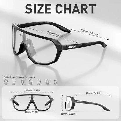 Photochromic Cycling Sunglasses Cycling Glasses UV400 Bicycle Eyewear Sports MTB Outdoor Bike Goggles Sunglasses Eyepieces