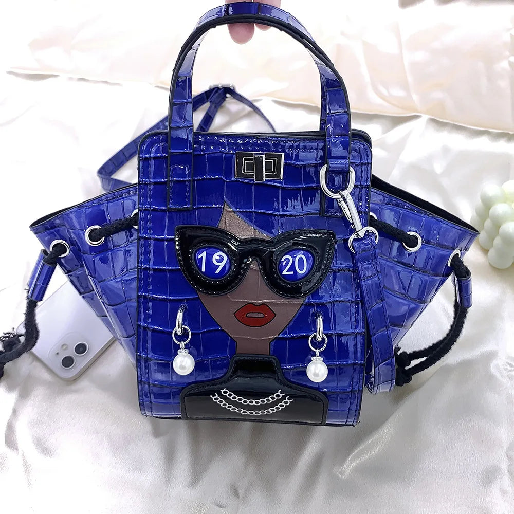 Cartoon Girl Handbag High Quality PU Leather Shoulder Bag for Women Pearl Crossbody Bag Designer Messenger Bag Female Satchel