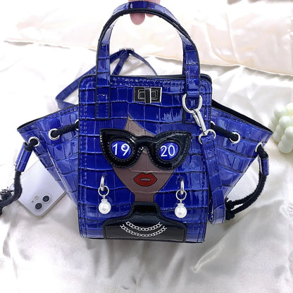 Cartoon Girl Handbag High Quality PU Leather Shoulder Bag for Women Pearl Crossbody Bag Designer Messenger Bag Female Satchel