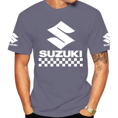 2026 Summer New Racing Motorcycle 100% Cotton Trendy Men T-shirt Daily Outdoor Sports Casual Loose Street Short-sleeve