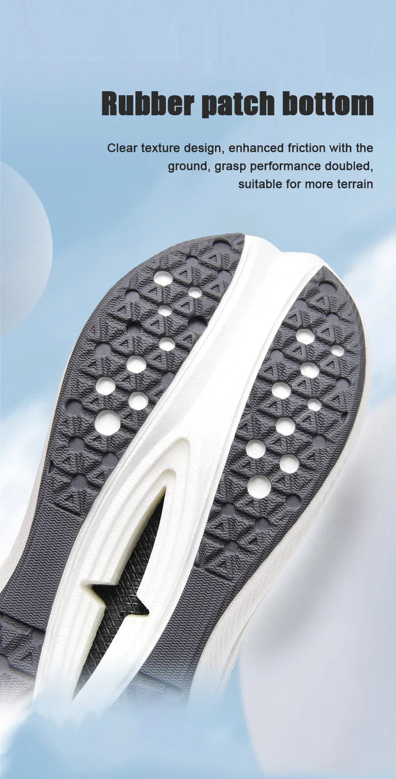 Sapatos de corrida esportivos casuais masculinos e femininos de moda com superfície de malha respirável, suporte de placa de carbono e sola de borracha resistente ao desgaste