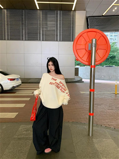 Camiseta Y2K Sexy Oversize Feminina Streetwear Estampada Manga Longa Básica Blusa Feminina Outono 2025 Inverno Coreana Moda Camisa Oversized