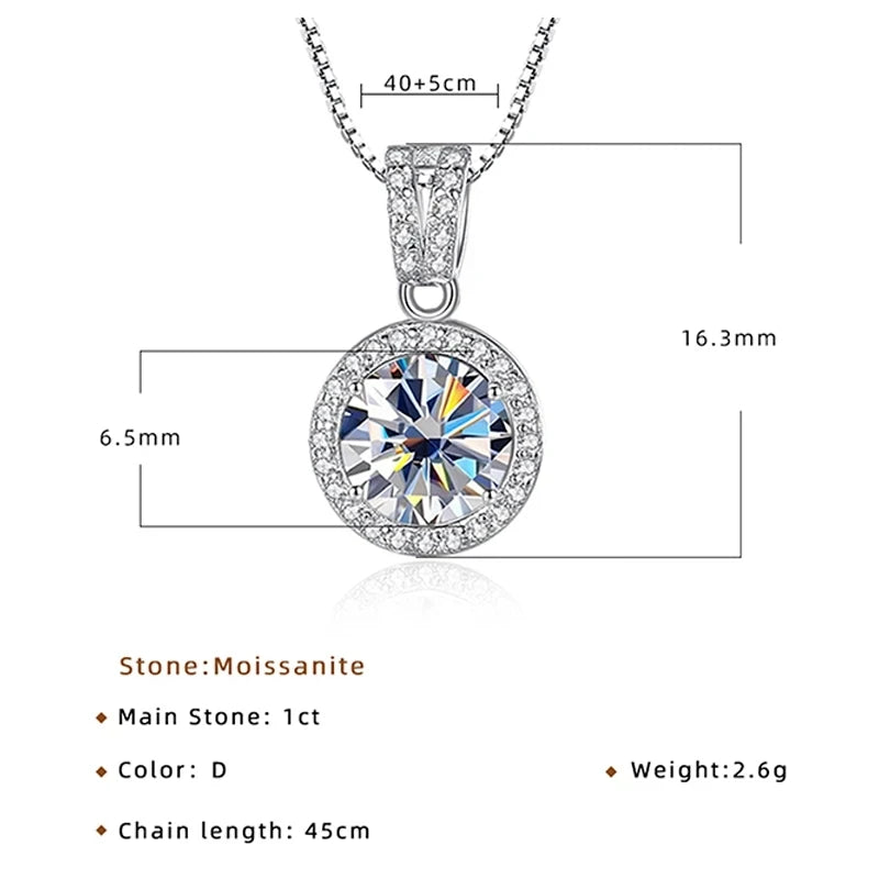 2ct total Moissanite Jewelry Set Sterling Silver 925 Necklace Earrings Fine Jewerly Wedding Set Pass Dismond Tester