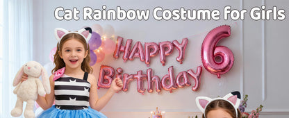 Rainbow Gabby Dollhouse Cat Costume For Girls Kids Princess Birthday Tutu Outfit For Children Birthday Party Carnival Dress Up
