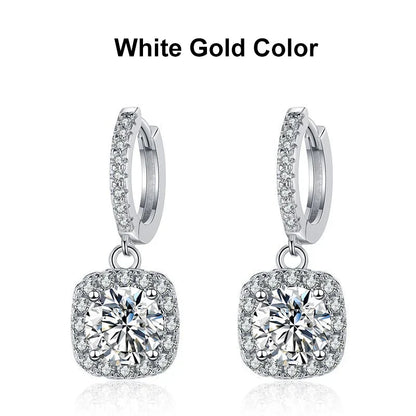 1ct Moissanite Drop Earrings S925 Sterling Silver with Gold Plated Wedding Jewelry With Certificate Hoop Dangle Earrings