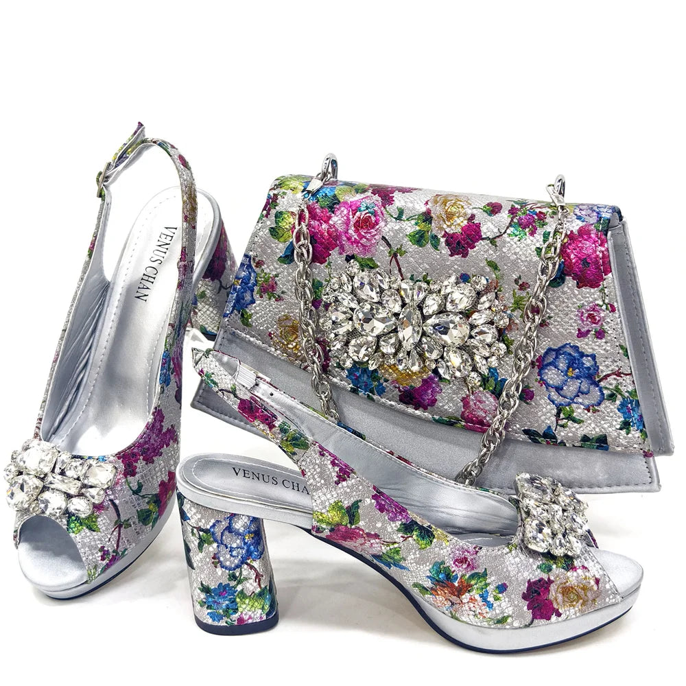 Italian Design Shoes and Bags Matching Set 2024 Women high heel Party Purple Color Nigeria Wedding Bigger Size Shoes