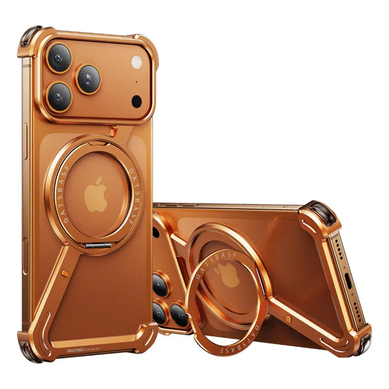 Phone Case for iPhone 17 Pro/Pro Max/17/Air with 360° Rotatable Stand Metal Frameless Magsafe Protective Shockproof