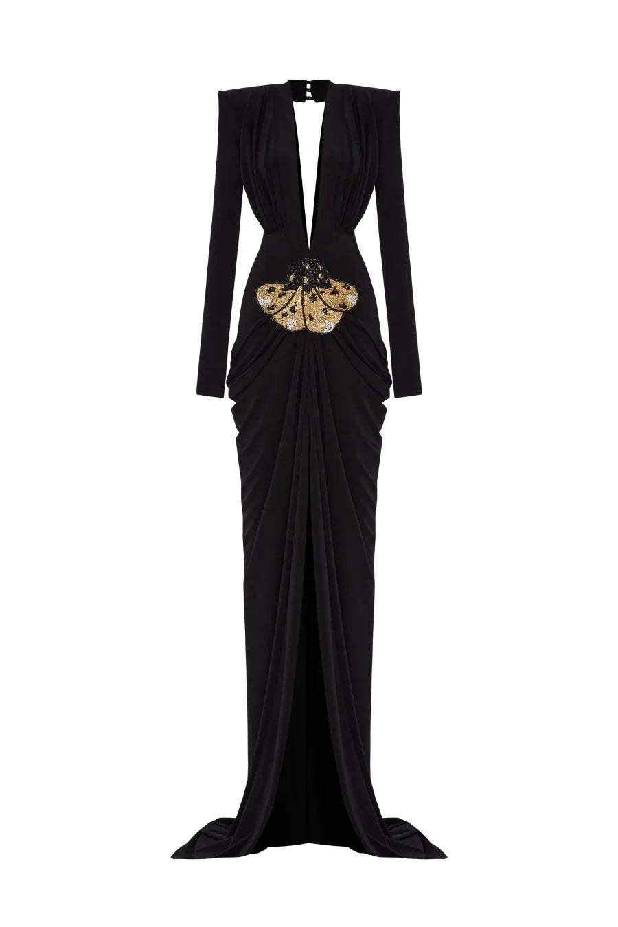 2025 New Spring Women Long Sleeve Deep V-Neck Bodycon Long Dress Elegant Evening Party Celebrate Cocktail Outfit Vestido