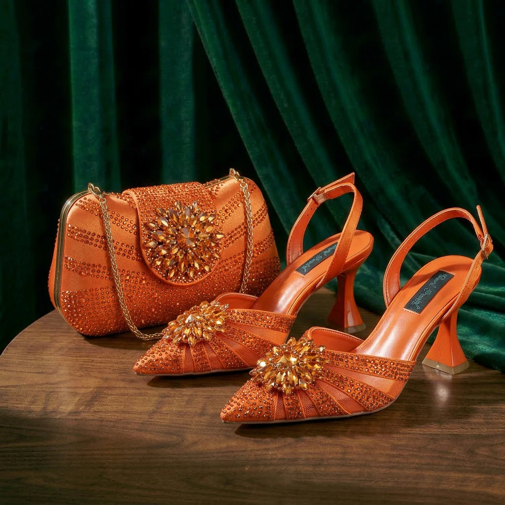 2026 New Itlian Design Women Heels Shoes and Bag Perfect Combination Of DURABLE OUTSOLE Shoes And Bags for Party Occasions